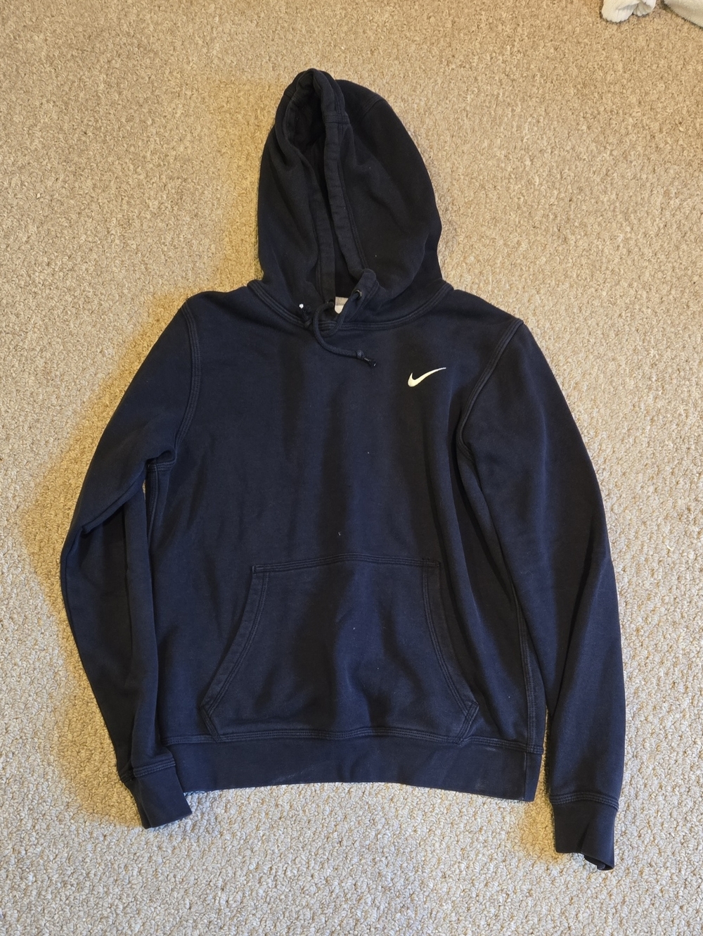 Nike Men's Dark Navy Pullover Hoodie with White Swoosh